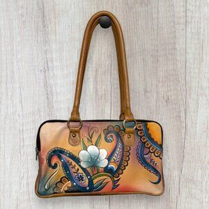 Anna by Anuschka Hand Painted Leather Floral Shoulder Bag